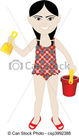 Vector Of Asian Girl Swimsuit   Vector Of Asian Girl In Swimsuit With    