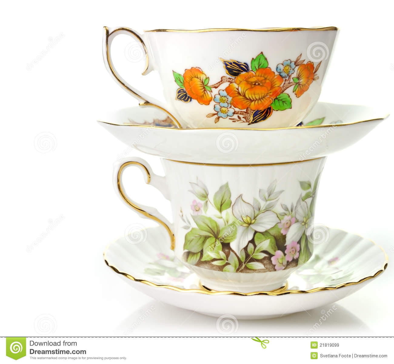 Vintage Coffee Or Tea Cups Royalty Free Stock Images   Image  21819099
