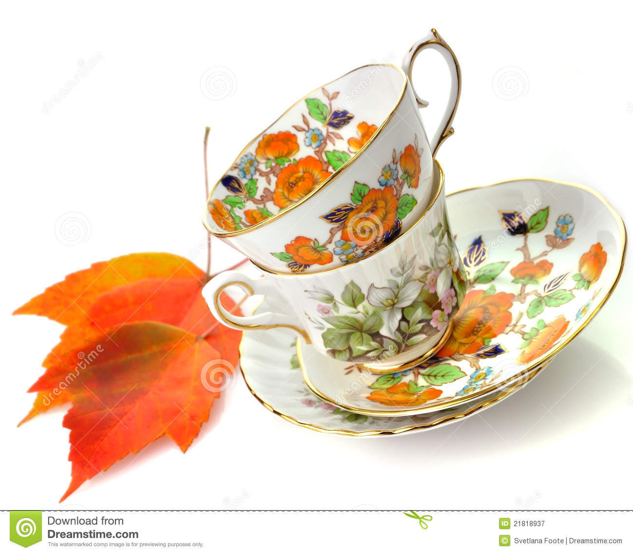 Vintage Coffee Or Tea Cups Royalty Free Stock Photography   Image    