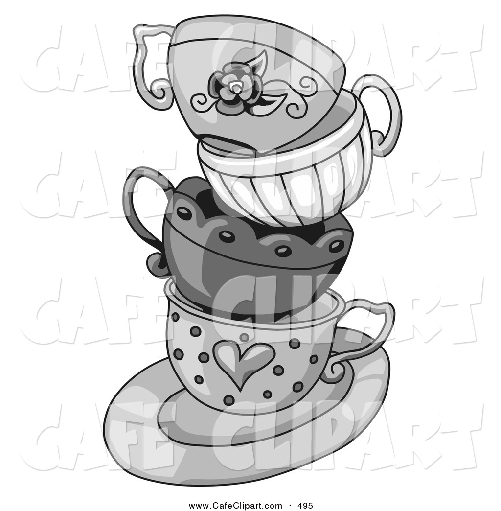 Vintage Stacked Tea Cups Clipart   Free Clip Art Images