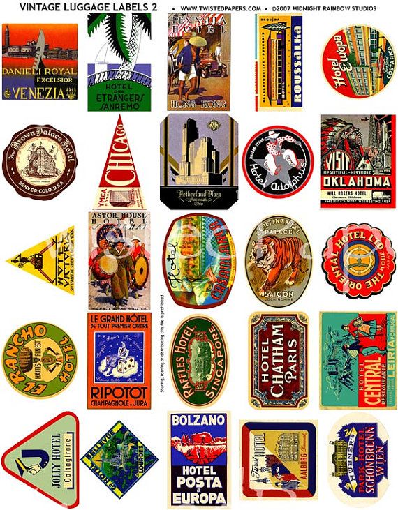 25 Luggage Stickers Vintage International And American Travel Luggage