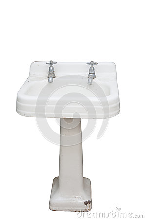 An Old Wash Basin Isolated On A White Background 