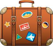 Art Of Two Luggage With Tags And Stickers Szo0822   Search Clipart