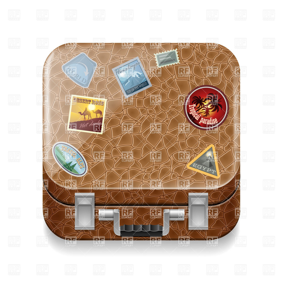 Brown Leather Suitcase With Stickers Travel Download Royalty Free