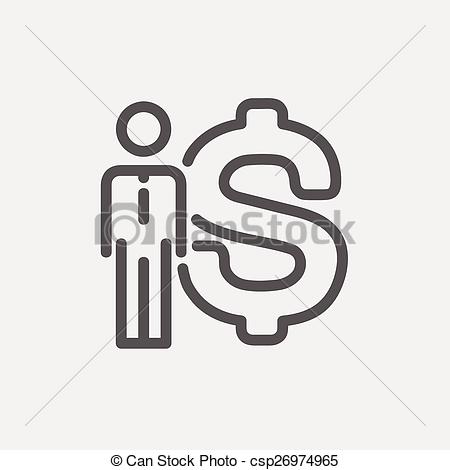 Businessman With Dollar Sign Icon Thin Line For Web And Mobile Modern    