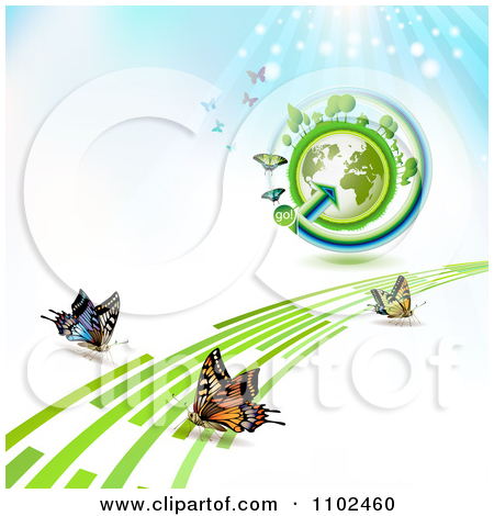 Clipart Butterfly Trail And Globe Background 7   Royalty Free Vector