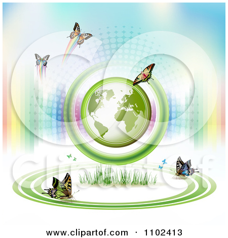 Clipart Butterfly Trail And Globe Background 9   Royalty Free Vector