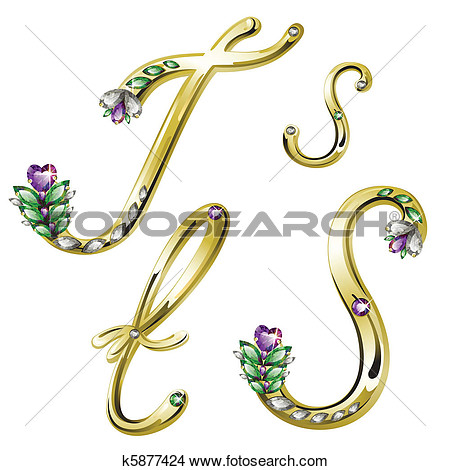 Clipart   Gold Jewelry Alphabet Letters St  Fotosearch   Search Clip    