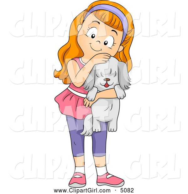 Clipart Happy Girl Hugging Puppy Dog Royalty Free Vector  14   1300 X