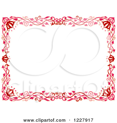 Clipart Of A Border Of Red Heart Vines Around White Text Space