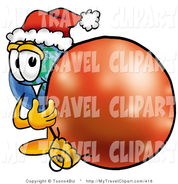 Clipart Of A Festive World Earth Globe Mascot Cartoon Character    