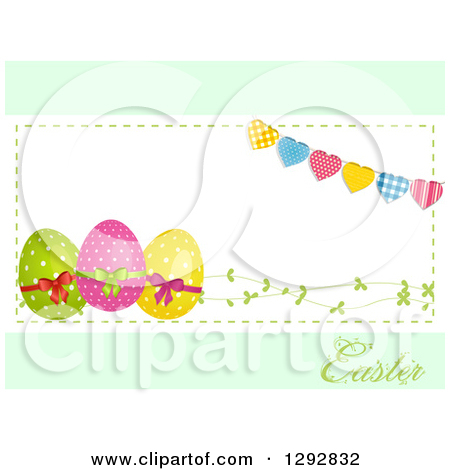 Clipart Of A Frame Of 3d Easter Eggs Vines And Heart Bunting With