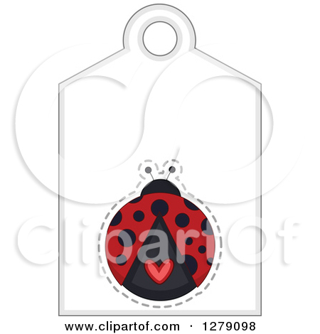 Clipart Of A Ladybug Sales Tag With Text Space And A Heart   Royalty