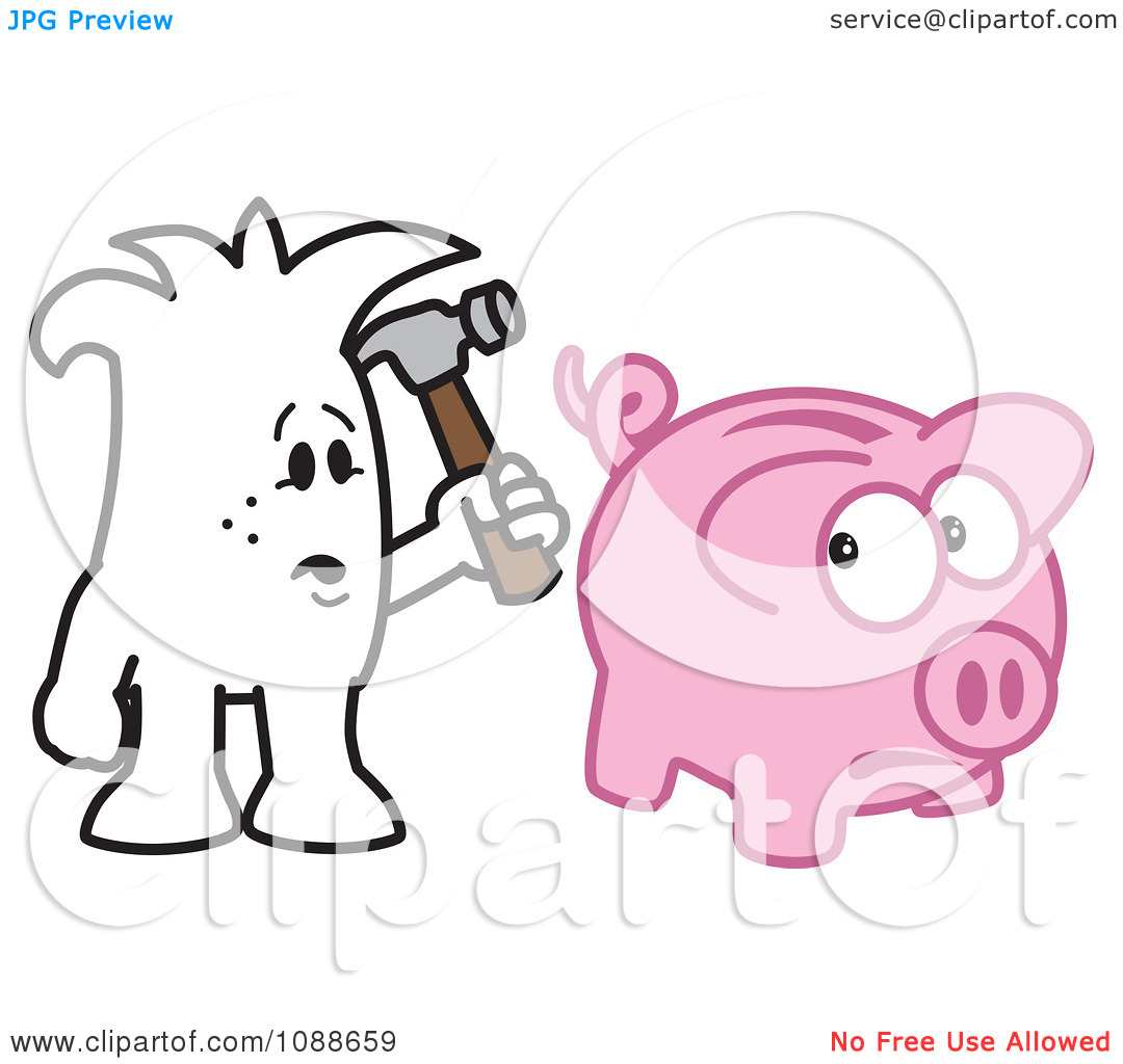 Clipart Squiggle Guy Stuck Breaking The Bank   Royalty Free Vector    