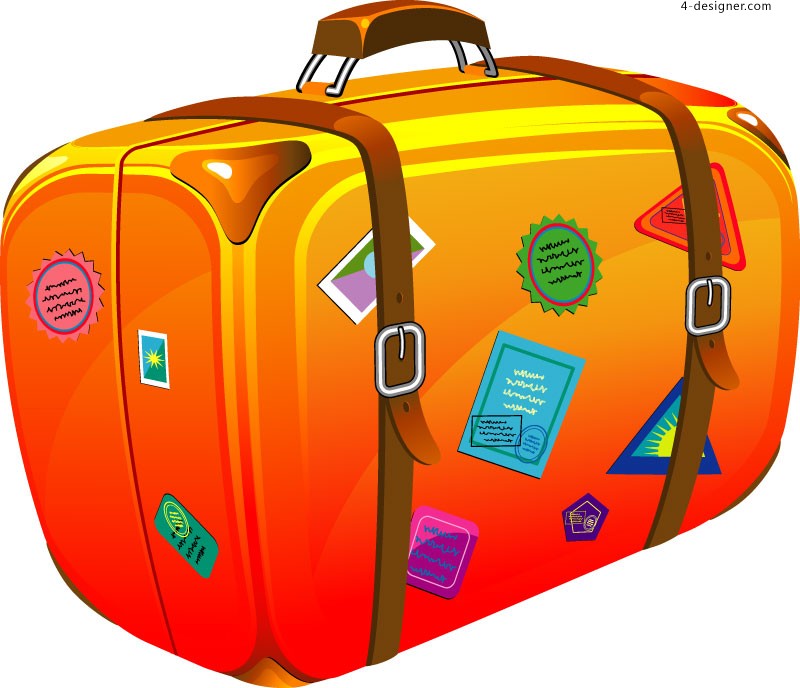 Designer   Cartoon Suitcase Vector Material