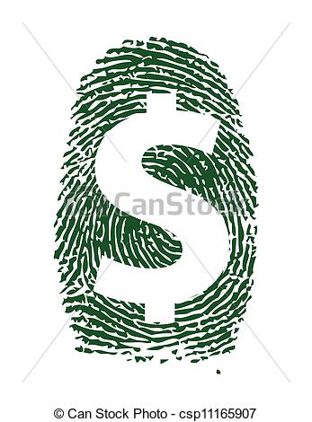 Dollar Sign Fingerprint Illustration Design Over White Background