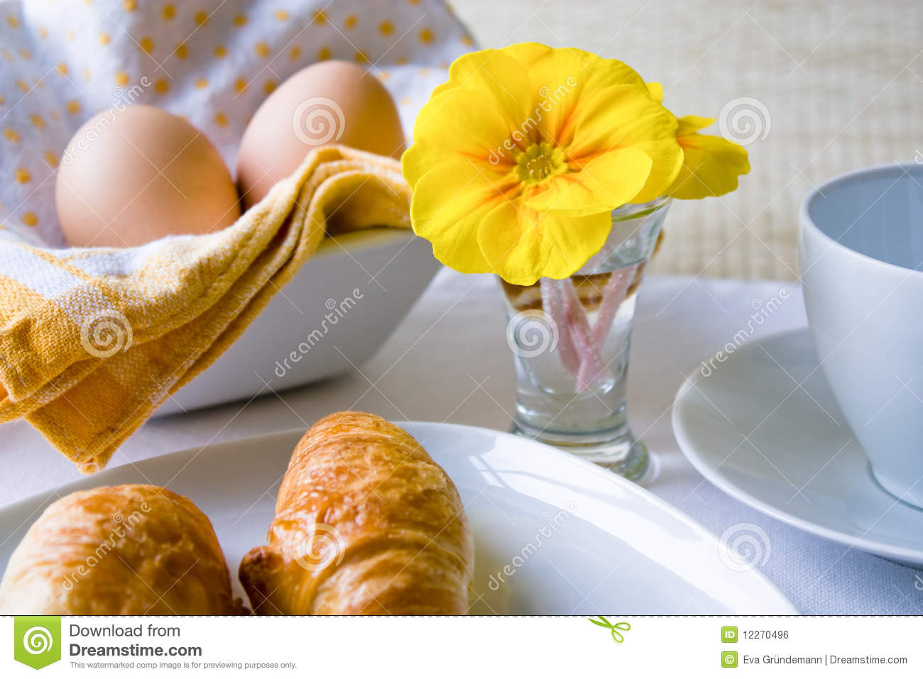 Easter Breakfast In White And Yellow Royalty Free Stock Image   Image