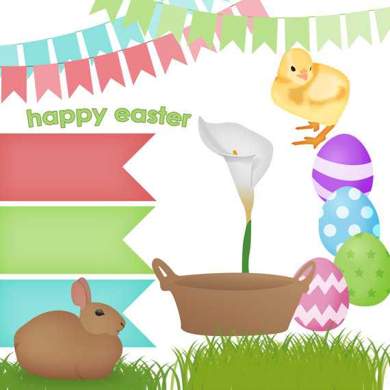 Easter Holiday Clipart   Transparent Png Graphics   Instant Digital