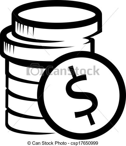 Eps Vectors Of Stack Of Dollar Coins   Black And White Doodle Sketch