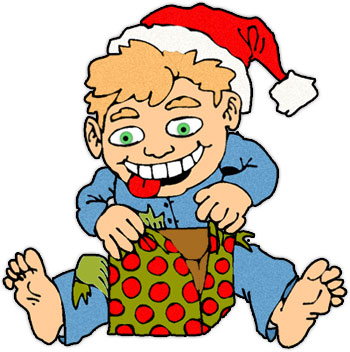 Free Christmas Clipart   Opening A Christmas Present