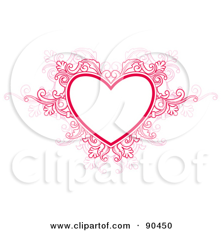 Free  Rf  Clipart Illustration Of A Pink Floral Heart Frame With Text