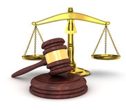 Gold Scales And Gavel Stock Image