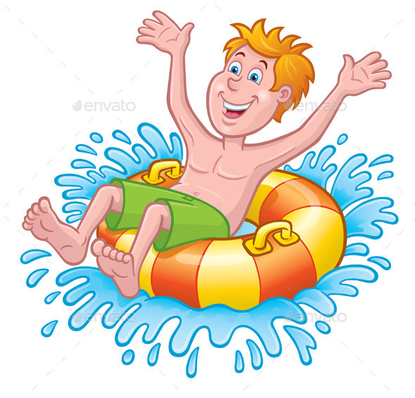 Graphicriver Boy On An Inner Tube In Water 10424525