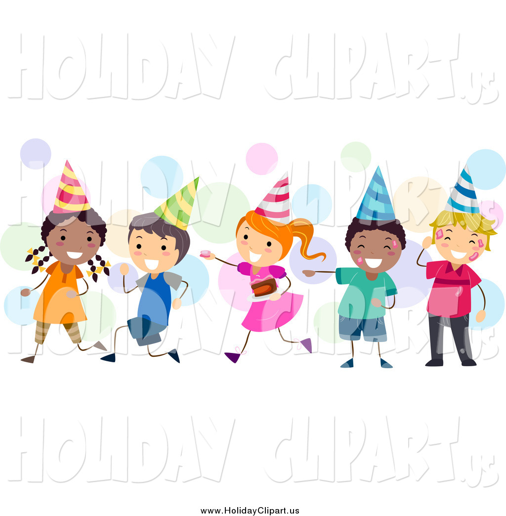 Holiday Clip Art Of Happy Diverse Birthday Kids Laughing By Bnp Design    