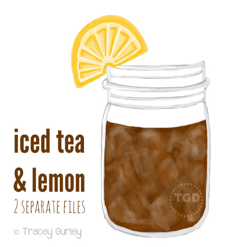Iced Tea Mason Jar Clip Art   Mason Jar With Lemon Invitation Paper