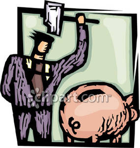 Man Breaking The Bank   Royalty Free Clipart Picture