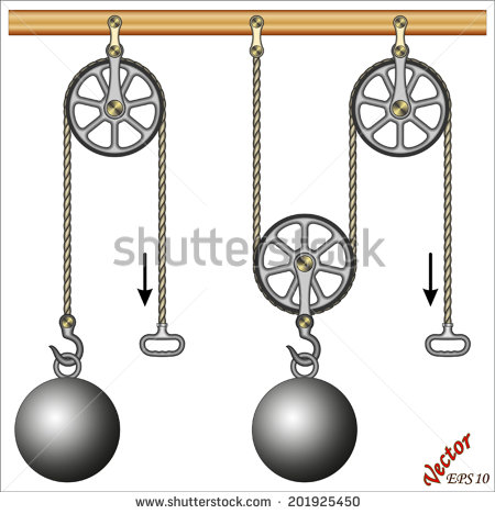 Mechanical Power   Loaded Movable Pulleys   Stock Vector