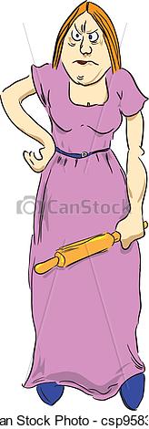 Pink Rolling Pin Clip Art Woman With A Rolling Pin