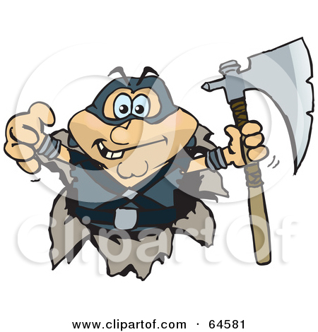 Rf  Clipart Illustration Of An Executioner Breaking Through A Wall