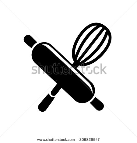 Rolling Pin With Whisk Icon   Stock Vector