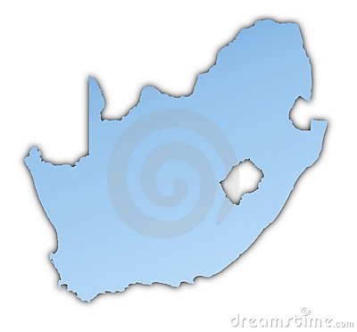 South Africa Light Blue Map With Shadow  High Resolution  Mercator