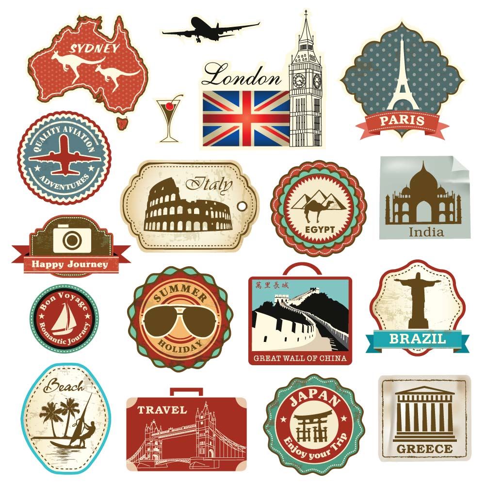 Stickers Set Of 18 Luggage Decal Labels Set Of 18 Cool Stickers For
