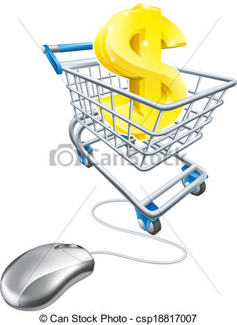 Vector Clipart Of Dollar Sign In Shopping Cart And Mouse   Dollar Sign