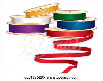 Vector Clipart   Spools Of Satin Ribbons In Jewel Colors For Sewing