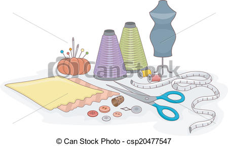 Vector Of Sewing Elements   Illustration Featuring Different Sewing