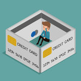 Very Upset  Credit Card Encircled  Debt Concept  Stock Photos
