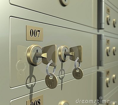 Banker And Client Key In The Safe Deposit Box  3d Illustration