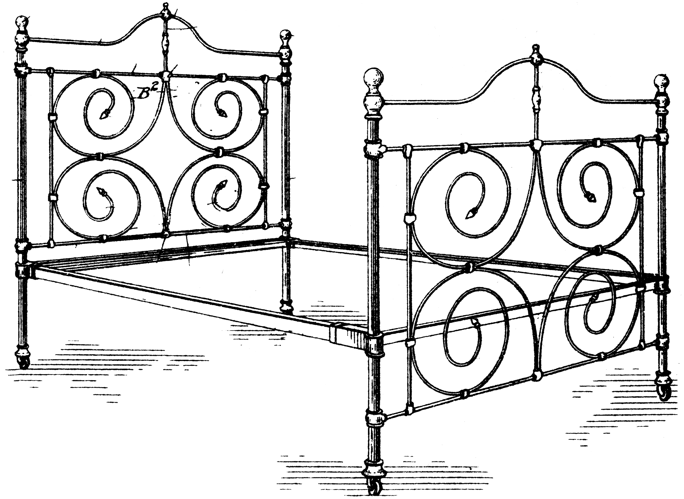 Bedstead With Side Rail Supports