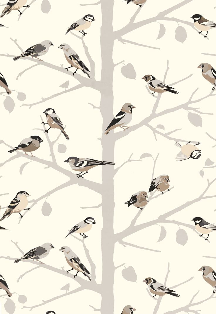 Bird Wallpaper Pattern Bird On Branches Wallpaper