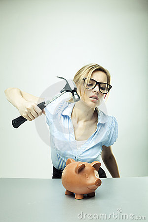 Breaking A Piggy Bank Royalty Free Stock Photo   Image  14953485