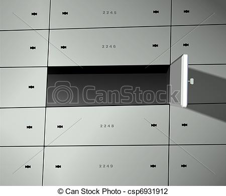 Clip Art Of Safe Deposit Box   A Group Of Safe Deposit Boxes And One