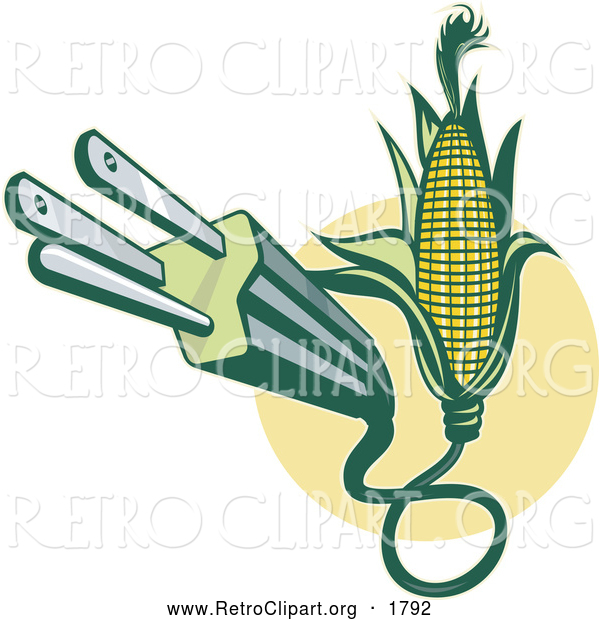 Clipart Of A Retro Electric Plug Emerging From Corn By Patrimonio