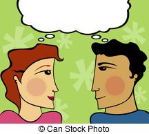 Express Affection Man And Woman Looking At Eachother Clipart