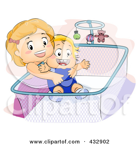 Free  Rf  Clipart Illustration Of A Little Girl Lifting Her Baby