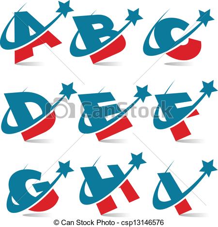 Illustration Of Swoosh Patriotic Alphabet Set 1   Vector Patriotic
