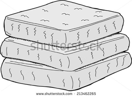 Isolated Stack Of Cartoon Mattresses On White Background   Stock    